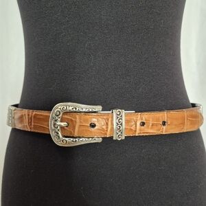 Brighton Reversible Croc Embossed Leather Belt - Size 34 / L